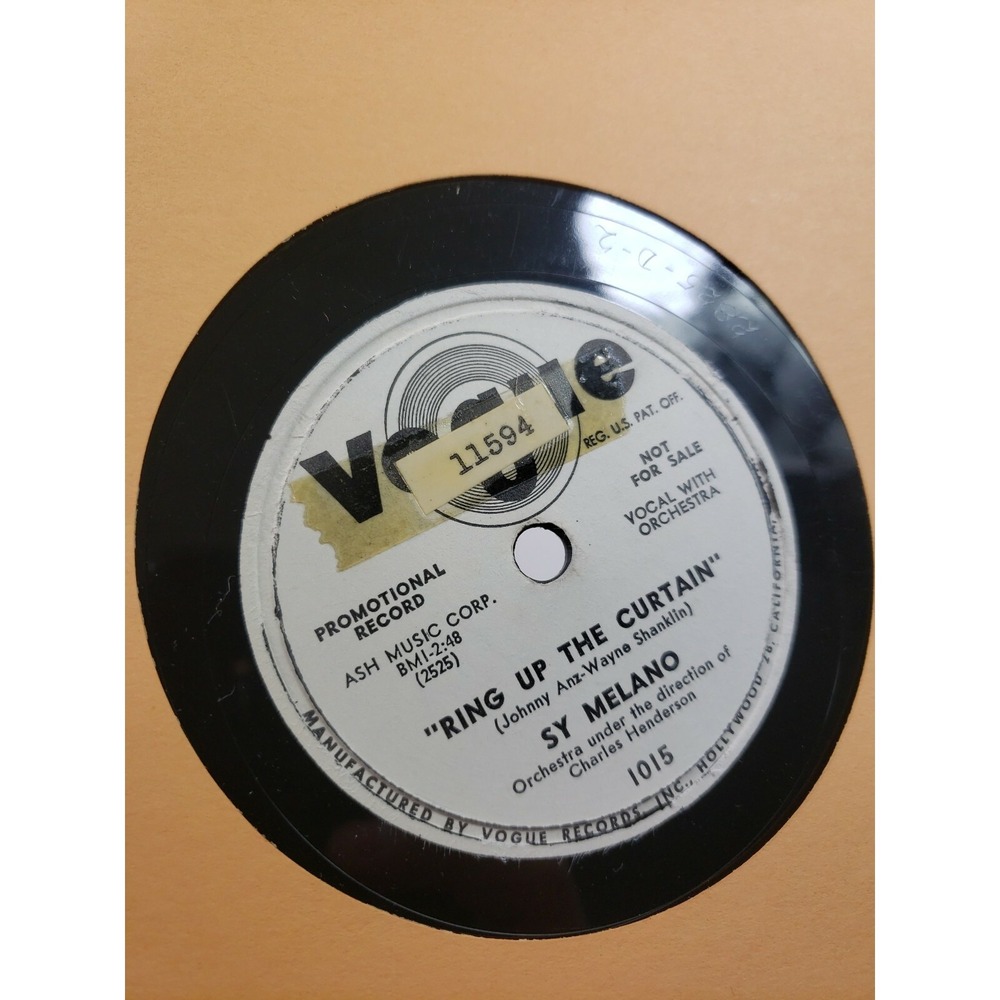Sy Melano 78rpm Promo Vogue Beloved / Ring Up The Curtain 78rpm 10" Promo E/E